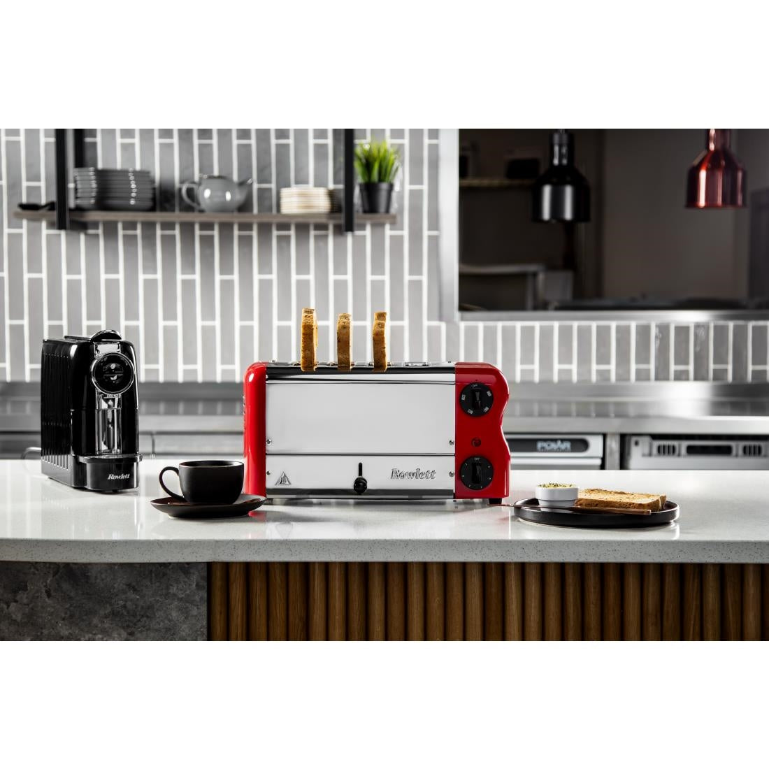 Rowlett Esprit 4 Slot Toaster Traffic Red w/2x Additional Elements & Sandwich Cage
