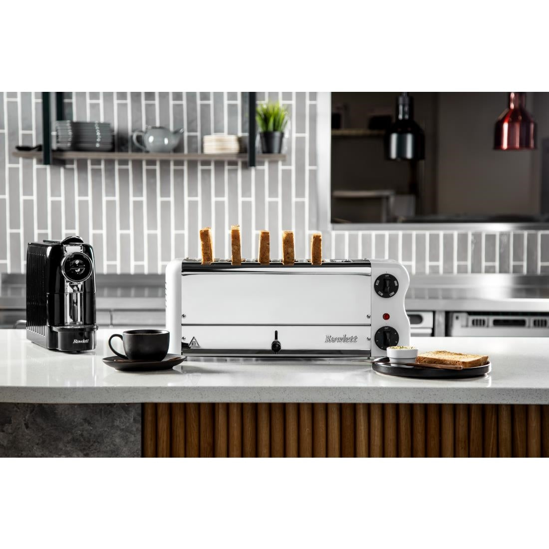 Rowlett Esprit Toaster White 6 Slot w/2x Additional Elements & Sandwich Cage