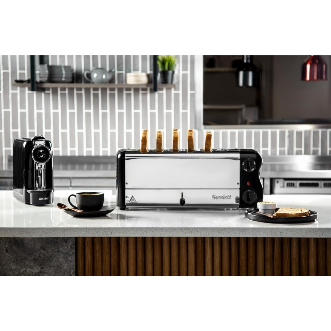 Rowlett Esprit 6 Slot Toaster Jet Black w/2x Additional Elements & Sandwich Cage