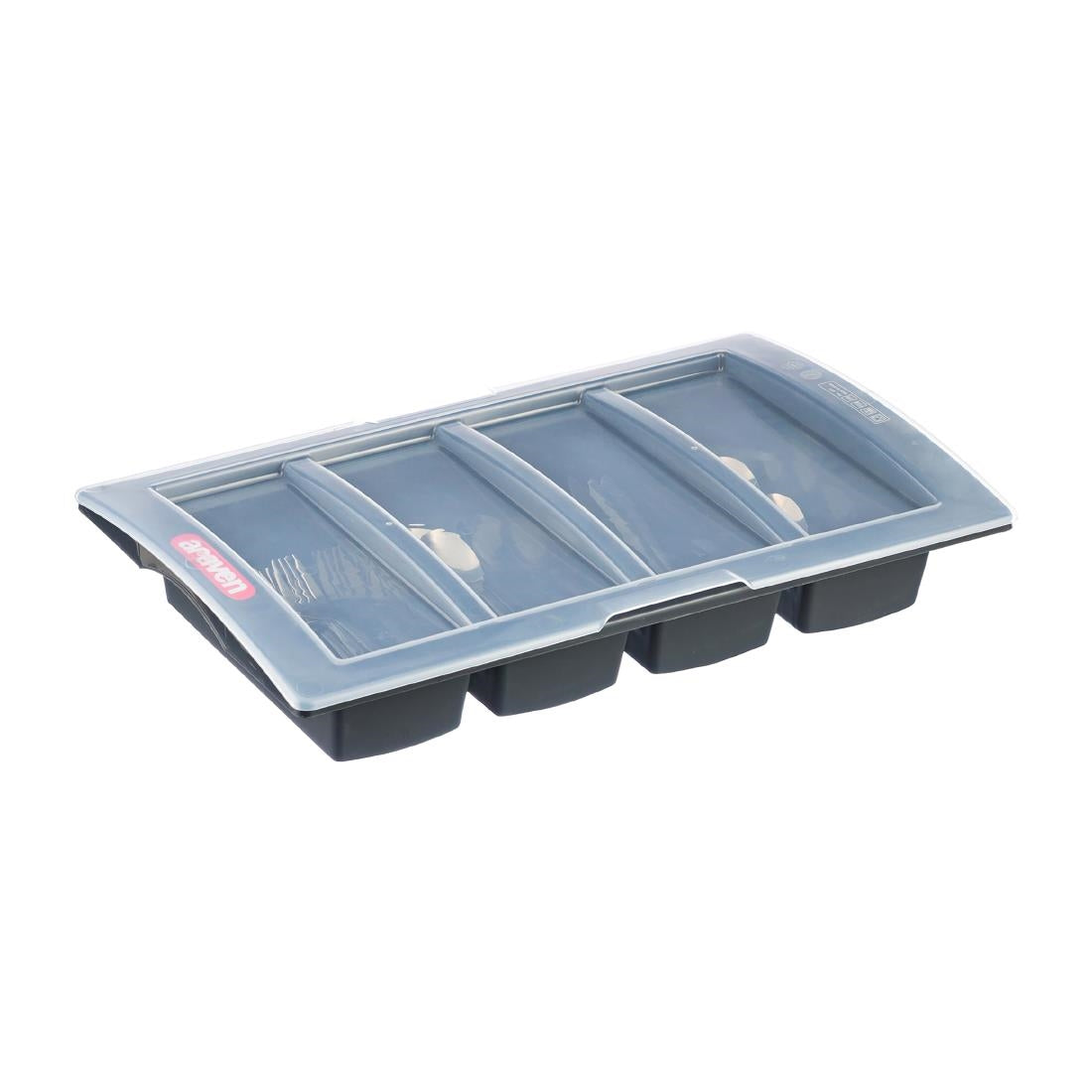 Araven Cutlery Tray with Lid Dark Grey