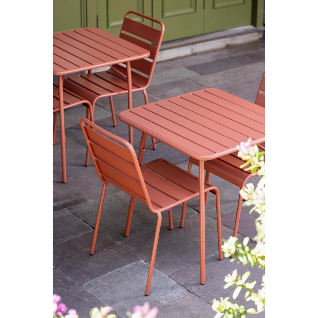 Bolero Amalfi Slatted Steel Side Chairs Terracotta (4 Pack)