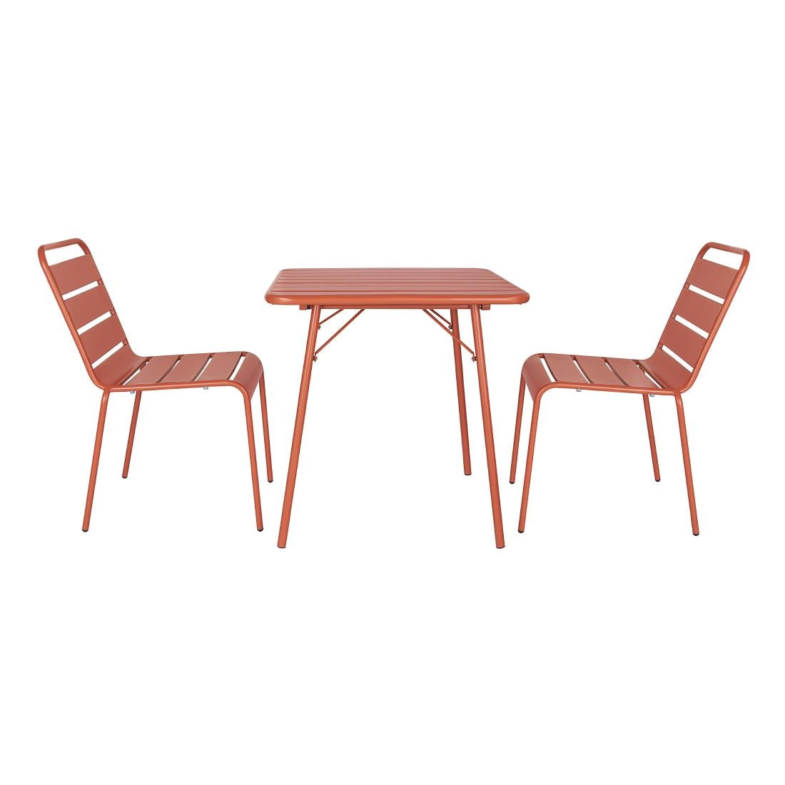Bolero Amalfi Slatted Steel Side Chairs Terracotta (4 Pack)