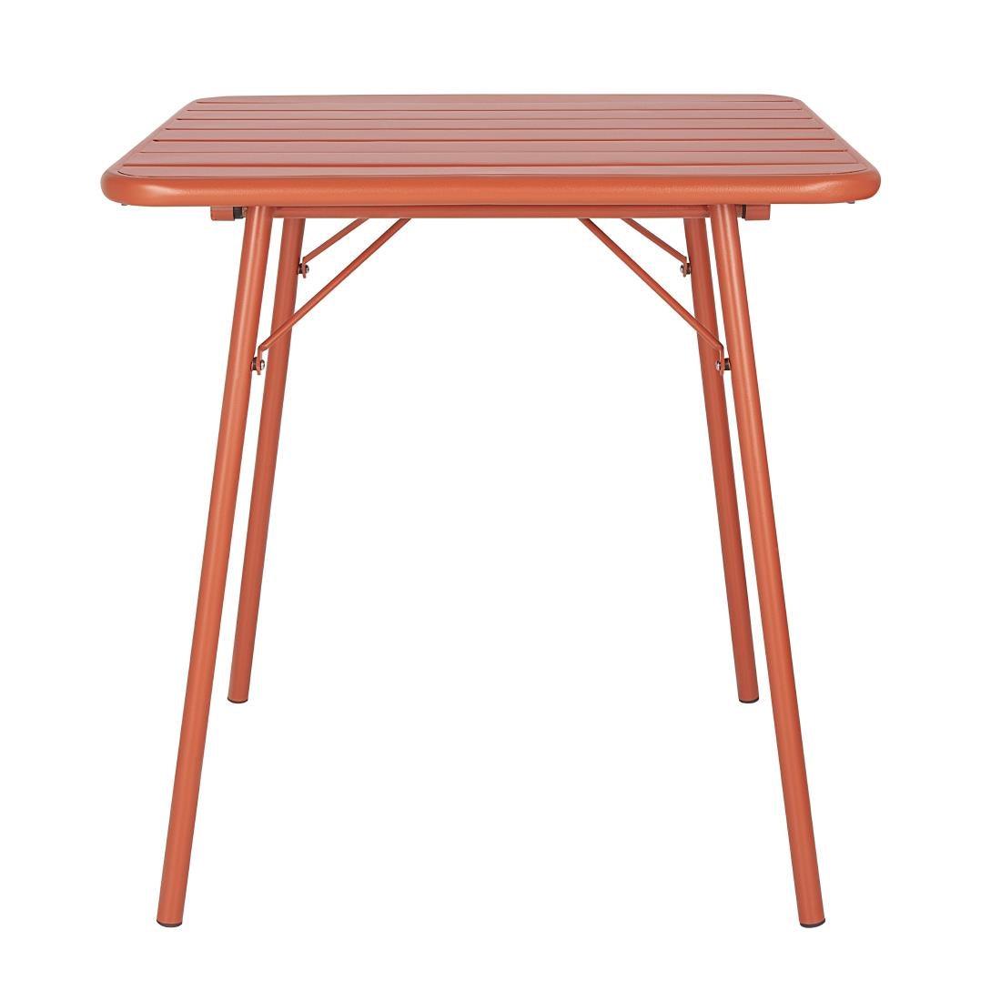Bolero Amalfi Slatted Square Steel Folding Table Terracotta 700mm