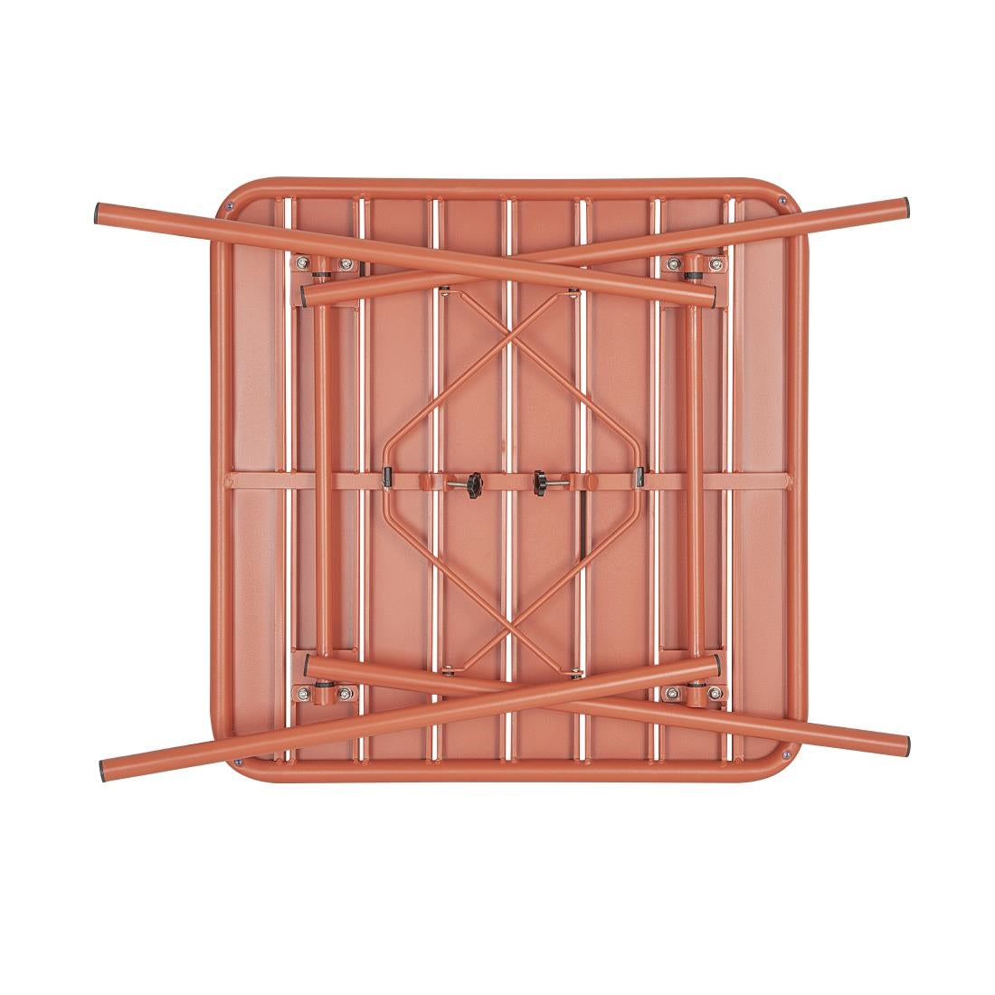 Bolero Amalfi Slatted Square Steel Folding Table Terracotta 700mm