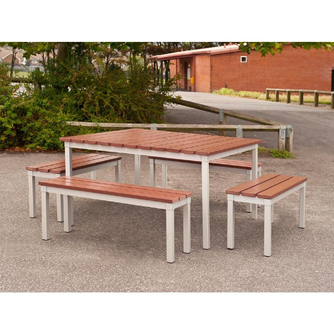 Enviro Square Outdoor Walnut Effect Faux Wood Table 1250mm