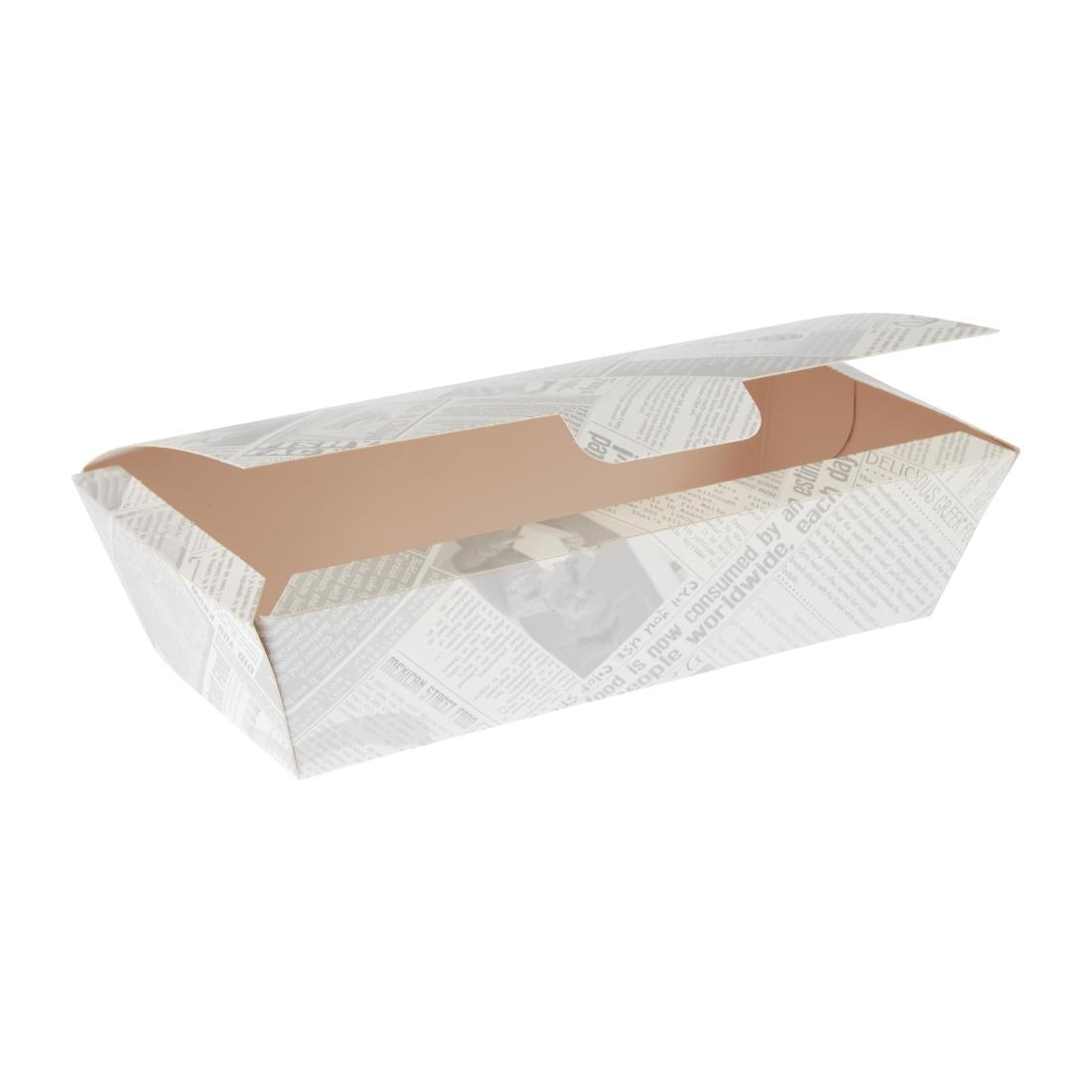 Colpac Compostable Food Boxes Newspaper Print 250mm (150 Pack)
