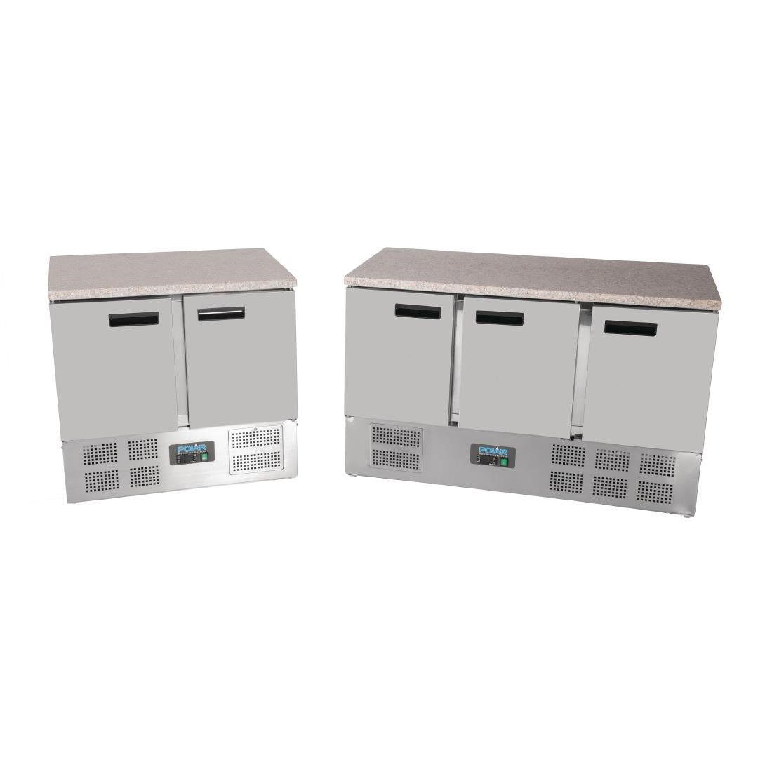 Polar G-Series Double Door Counter Fridge with Granite Work Top 240Ltr