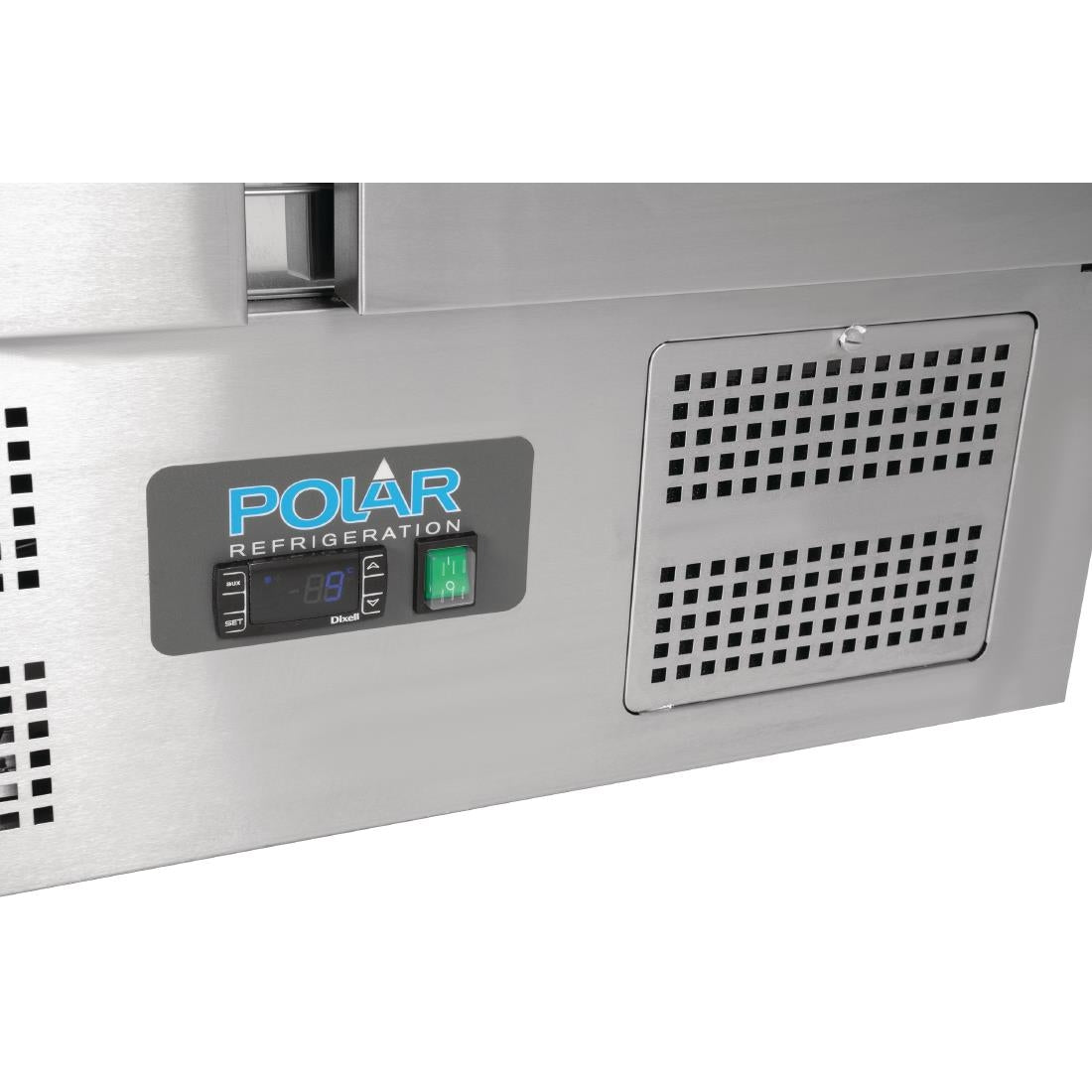 Polar G-Series 2 Door Pizza Prep Counter with Glass Sneeze Guard 256Ltr