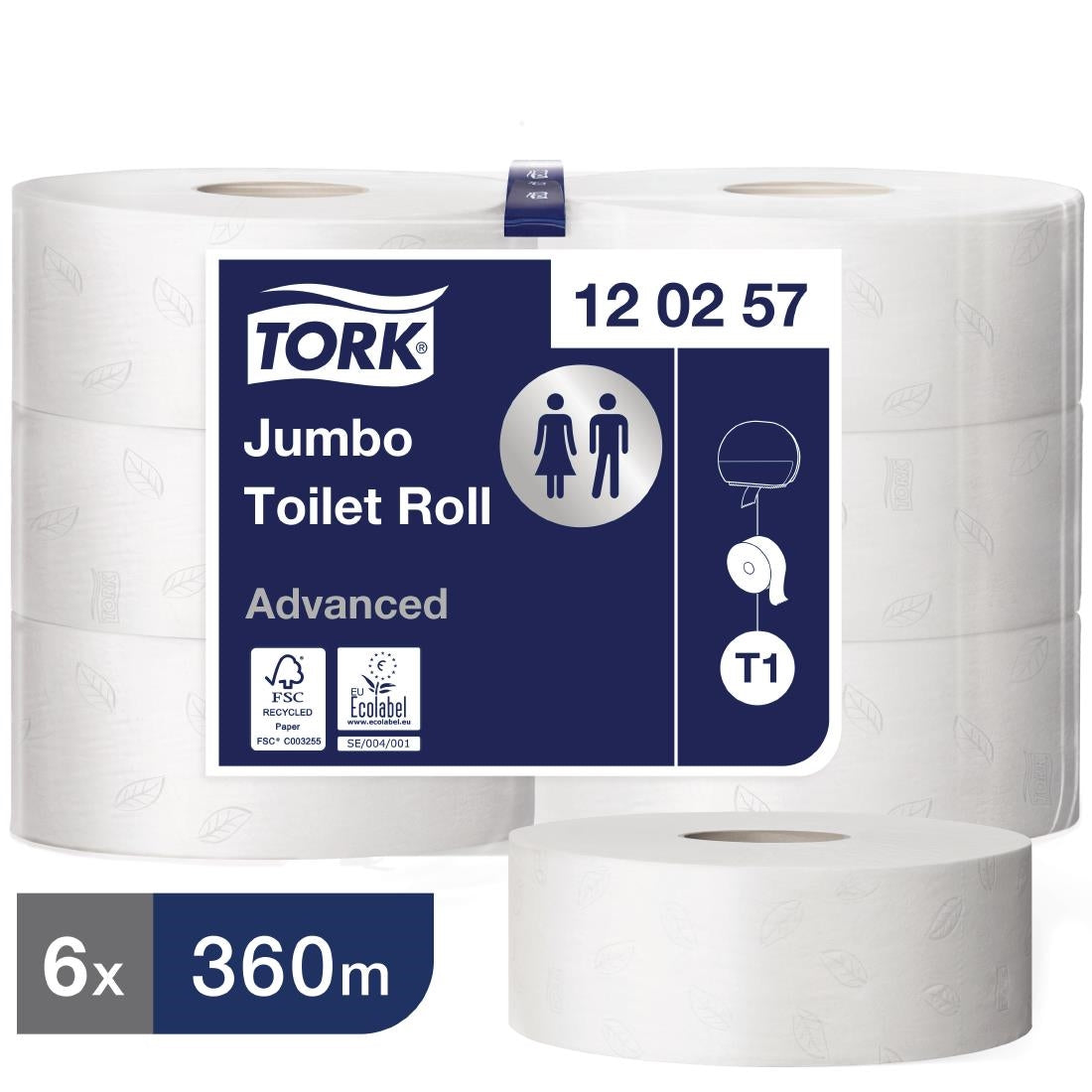 Tork Jumbo Toilet Paper Rolls White T1 (6 Pack)