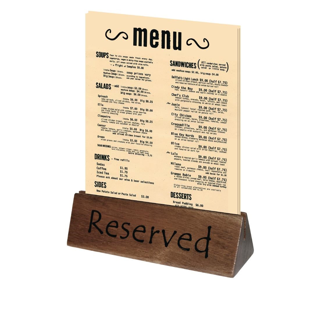 Olympia Acacia Menu Holders and Reserved Sign (10 Pack)