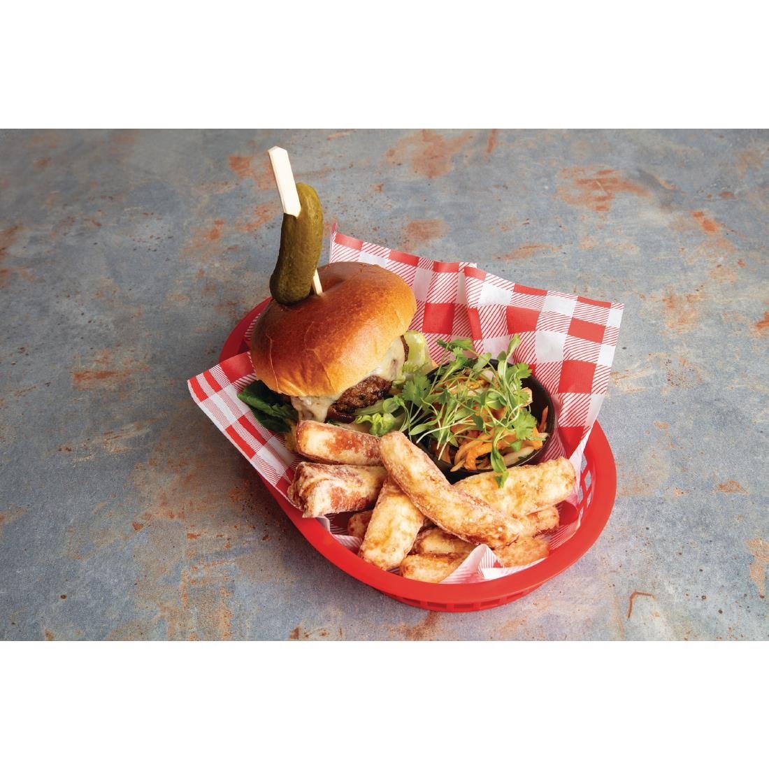 Fiesta Compostable Red Gingham Greaseproof Sheets 380x310mm ( 200 Pack)