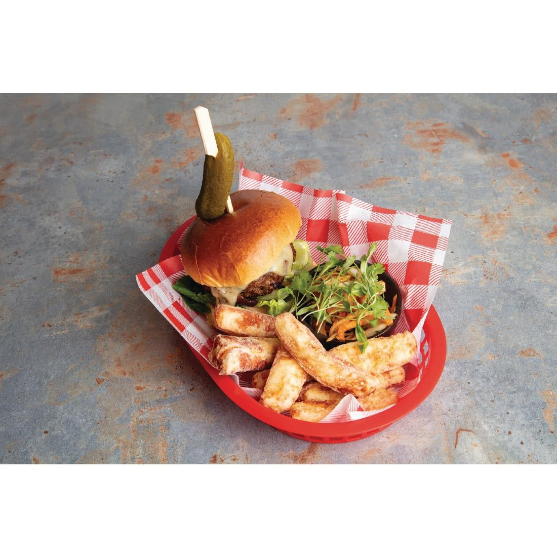 Fiesta Compostable Red Gingham Greaseproof Sheets 310x190mm (200 Pack)