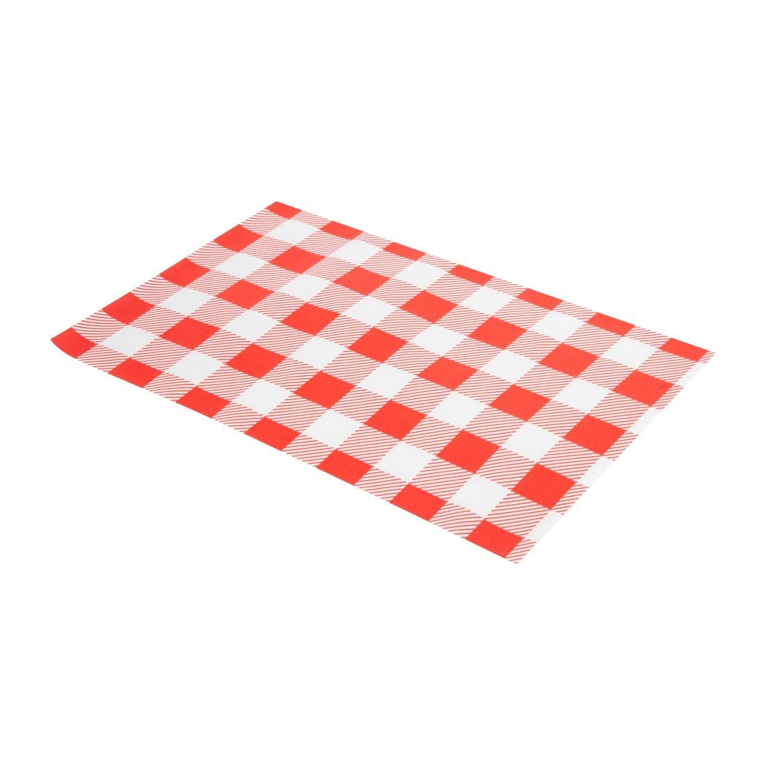 Fiesta Compostable Red Gingham Greaseproof Sheets 310x190mm (200 Pack)