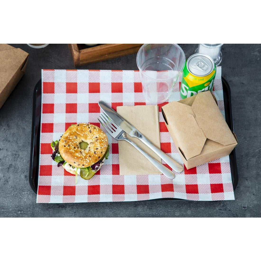 Greaseproof Paper Sheets Red Gingham 310 x 380mm (200 Pack)