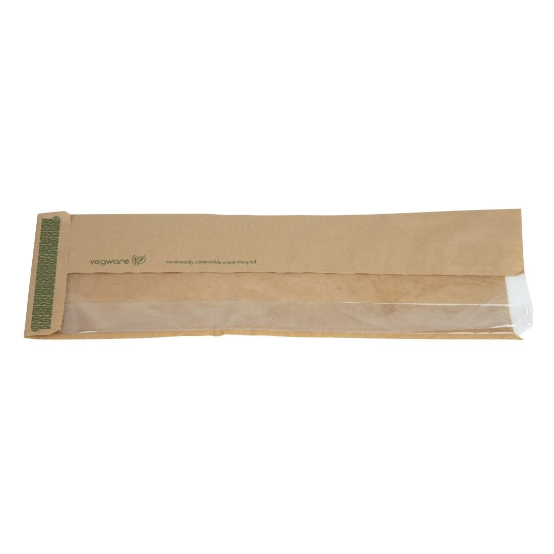 Vegware Compostable Kraft Baguette Bags With PLA Window (1000 Pack)