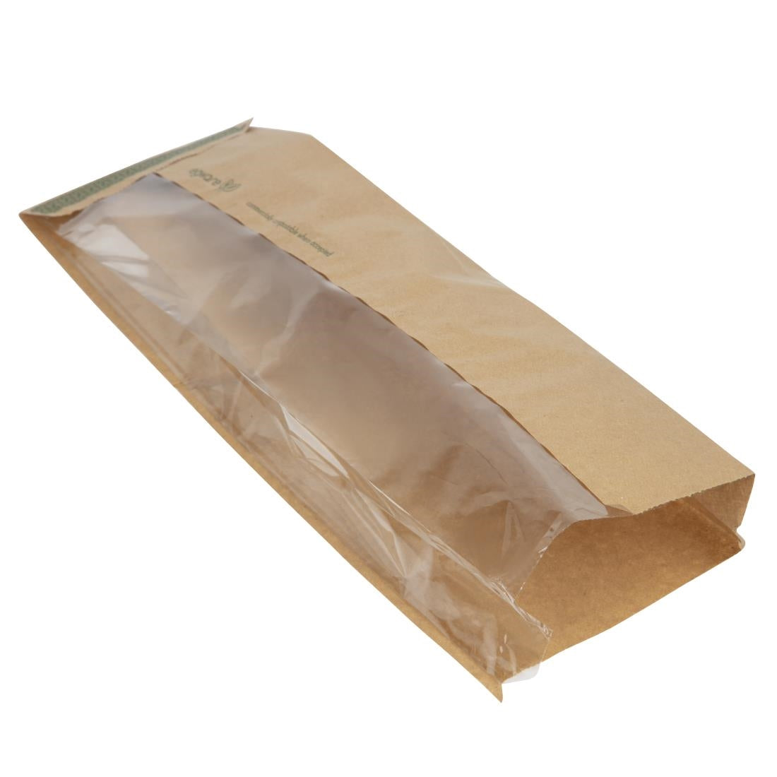 Vegware Compostable Kraft Baguette Bags With PLA Window (1000 Pack)