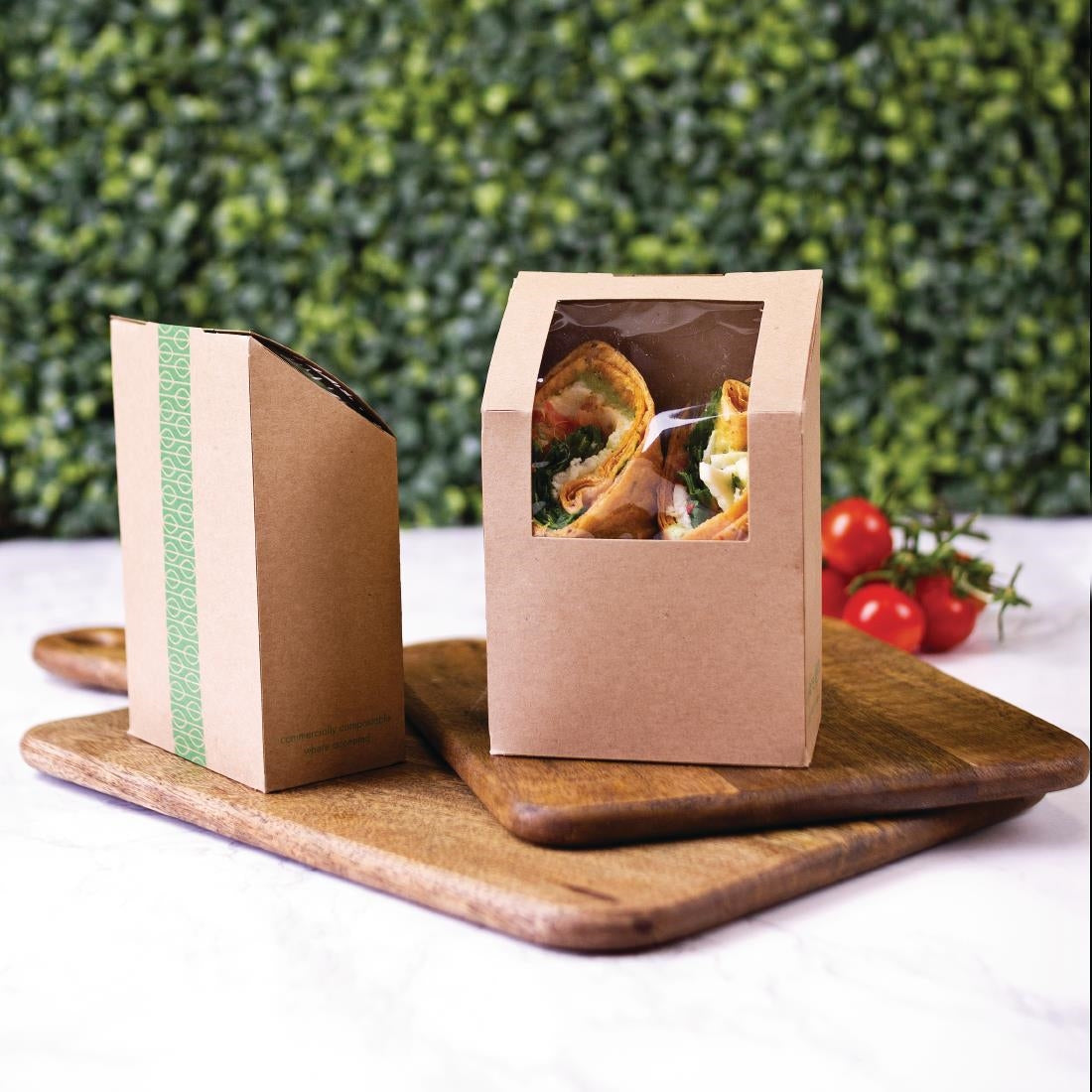 Vegware Compostable Kraft Tortilla Wrap Boxes With PLA Window (500 Pack)