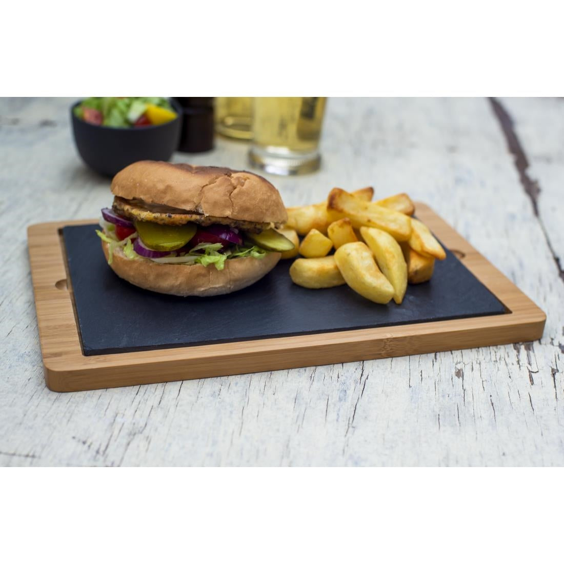 Olympia Smooth Edged Slate Platters 280 x 180mm (2 Pack)