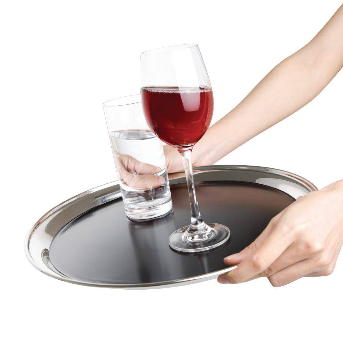 Olympia Stainless Steel Round Non-Slip Bar Tray 355mm