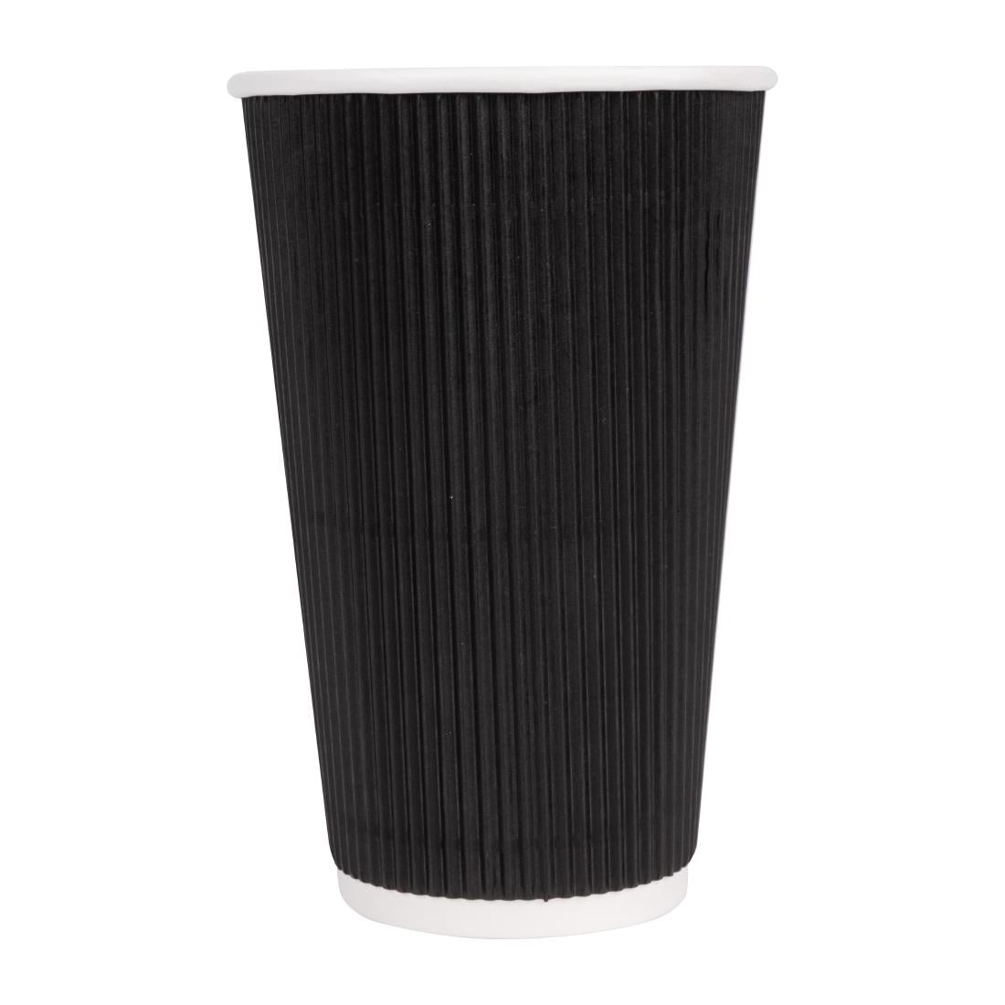 Fiesta Recyclable Ripple Wall Takeaway Coffee Cups Black 455ml (25 Pack)
