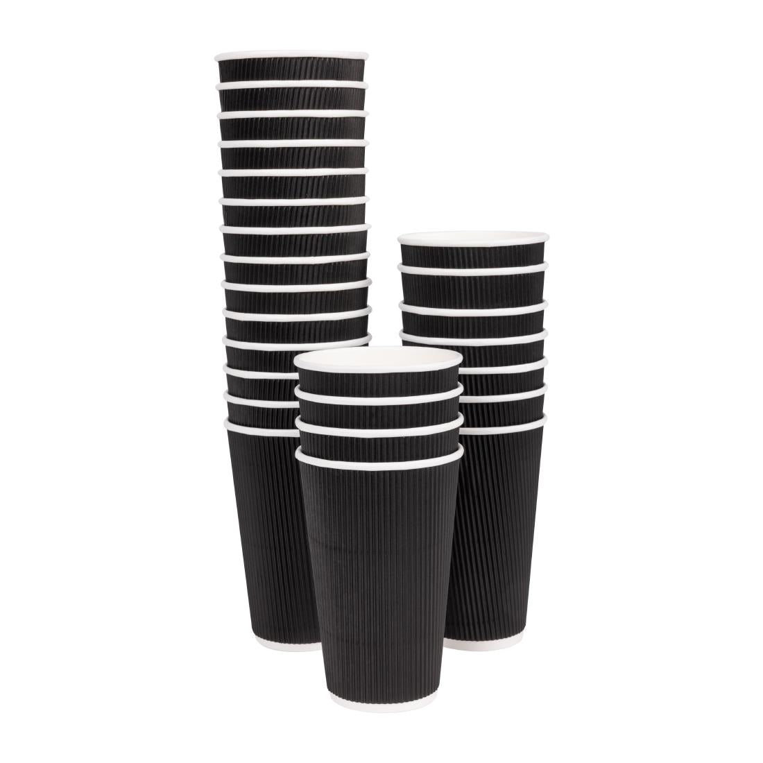 Fiesta Recyclable Ripple Wall Takeaway Coffee Cups Black 455ml (25 Pack)