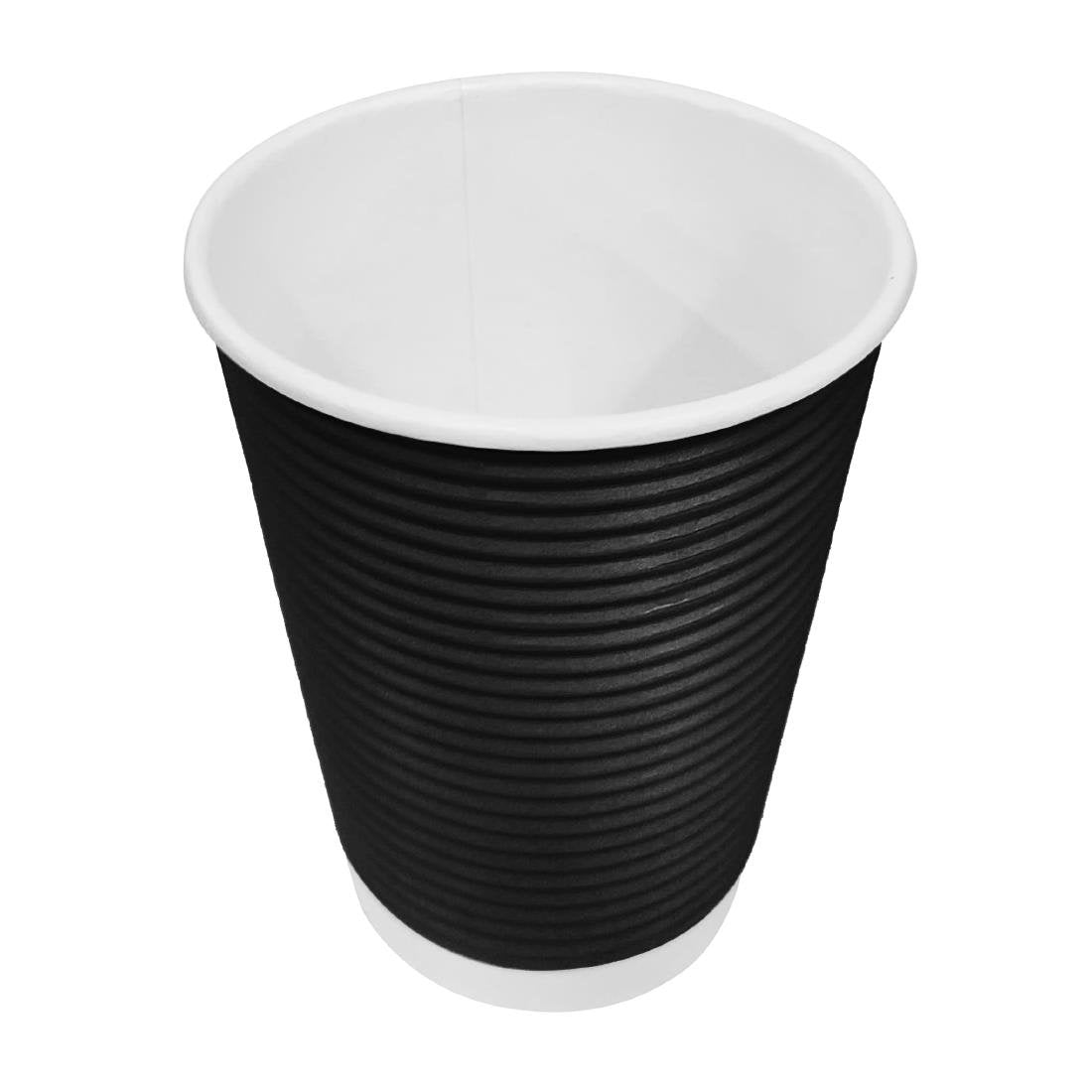 Fiesta Recyclable Coffee Cups Ripple Wall Black 225ml / 8oz (25 Pack)