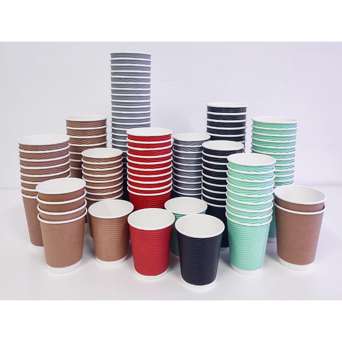 Fiesta Recyclable Coffee Cups Ripple Wall Kraft 455ml / 16oz (25 Pack)