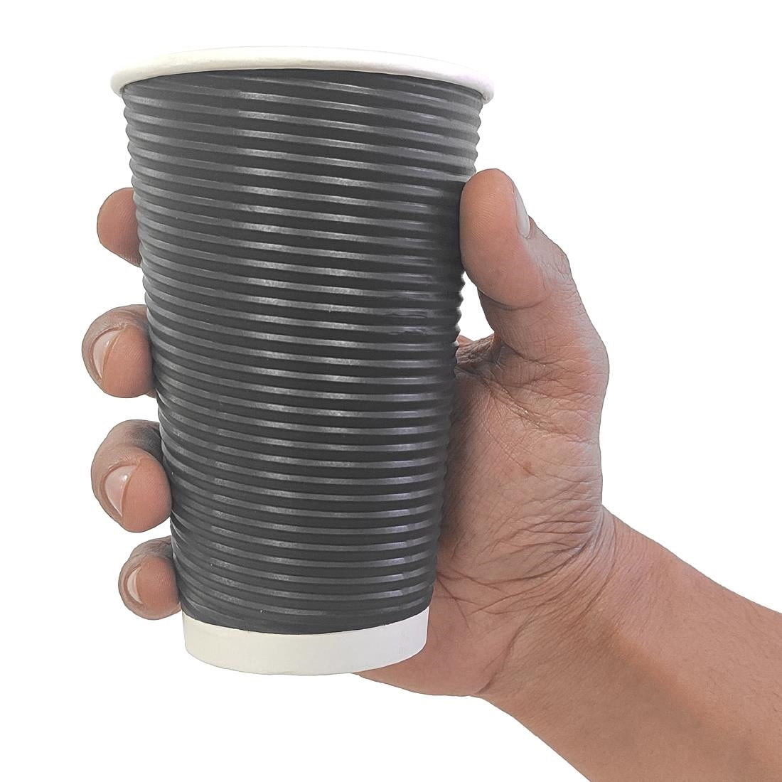 Fiesta Recyclable Ripple Wall Takeaway Coffee Cups Black 455ml (500 Pack)
