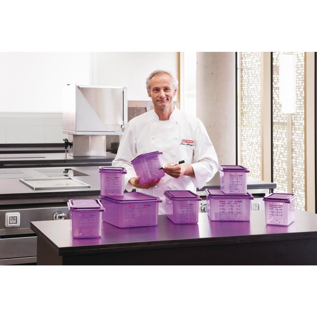Araven Allergen Polypropylene 1/6 Gastronorm Food Container Purple 2.6Ltr