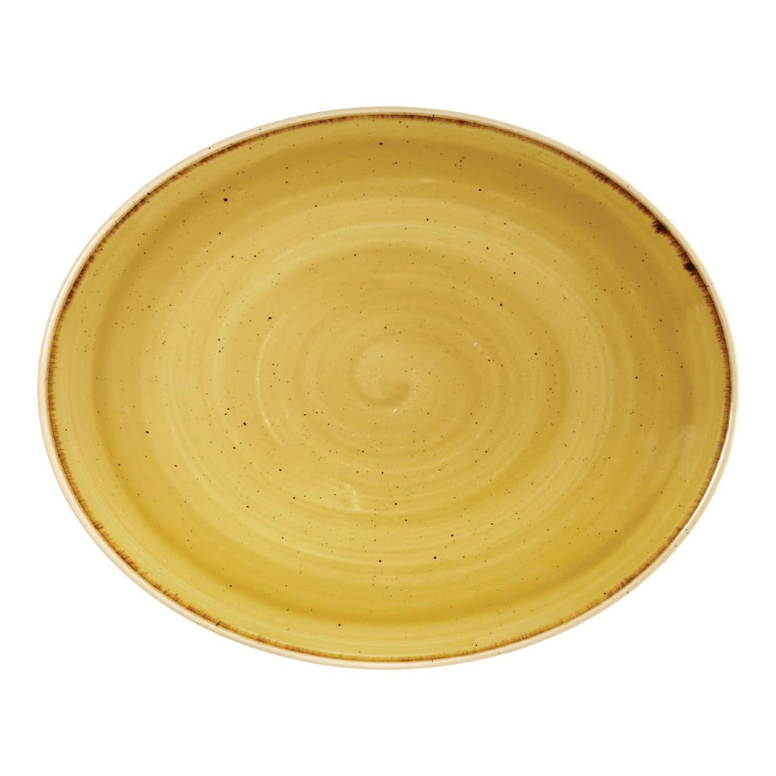 Churchill Stonecast Oval Coupe Plates Mustard Seed Yellow 192mm (12 Pack)