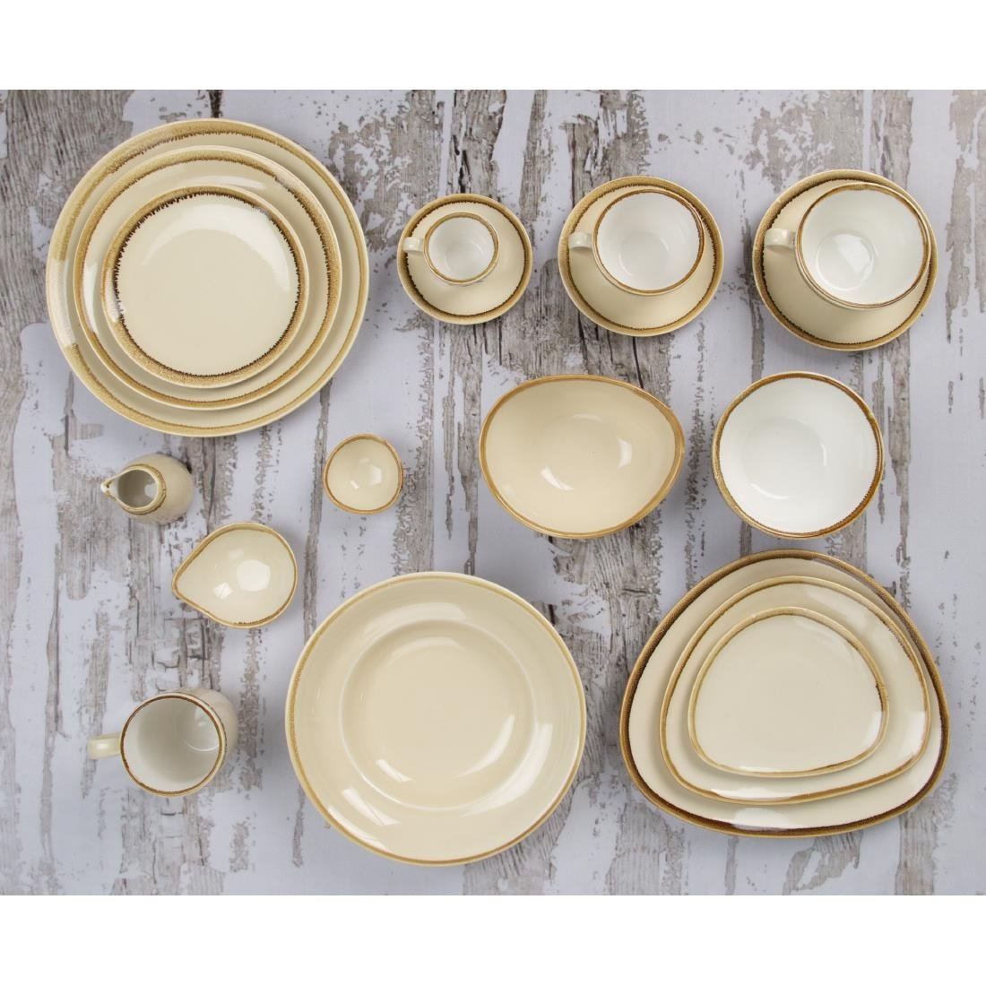 Olympia Kiln Cappuccino Saucers Sandstone 160mm (6 Pack)