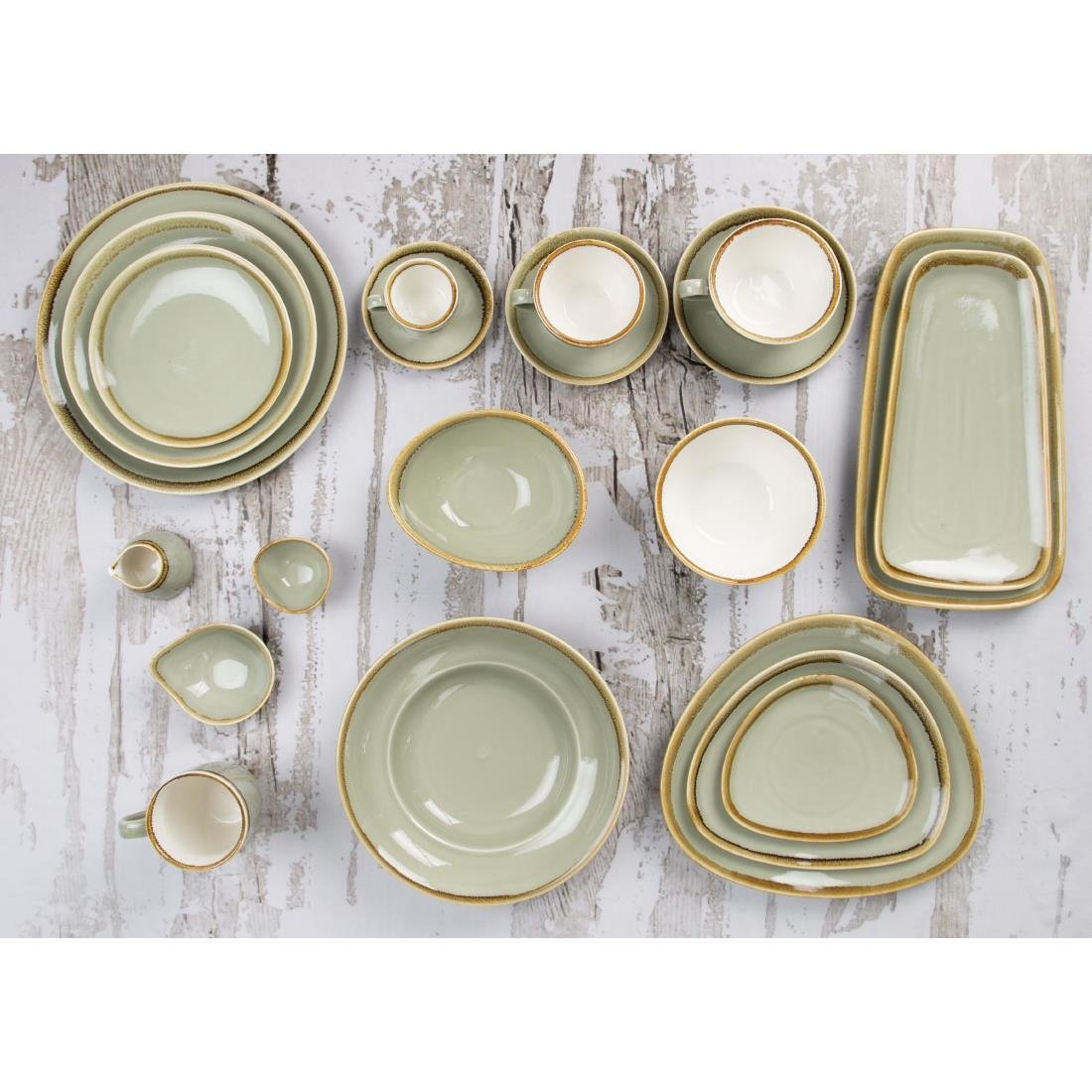 Olympia Kiln Triangular Side Plates Moss 165mm (6 Pack)