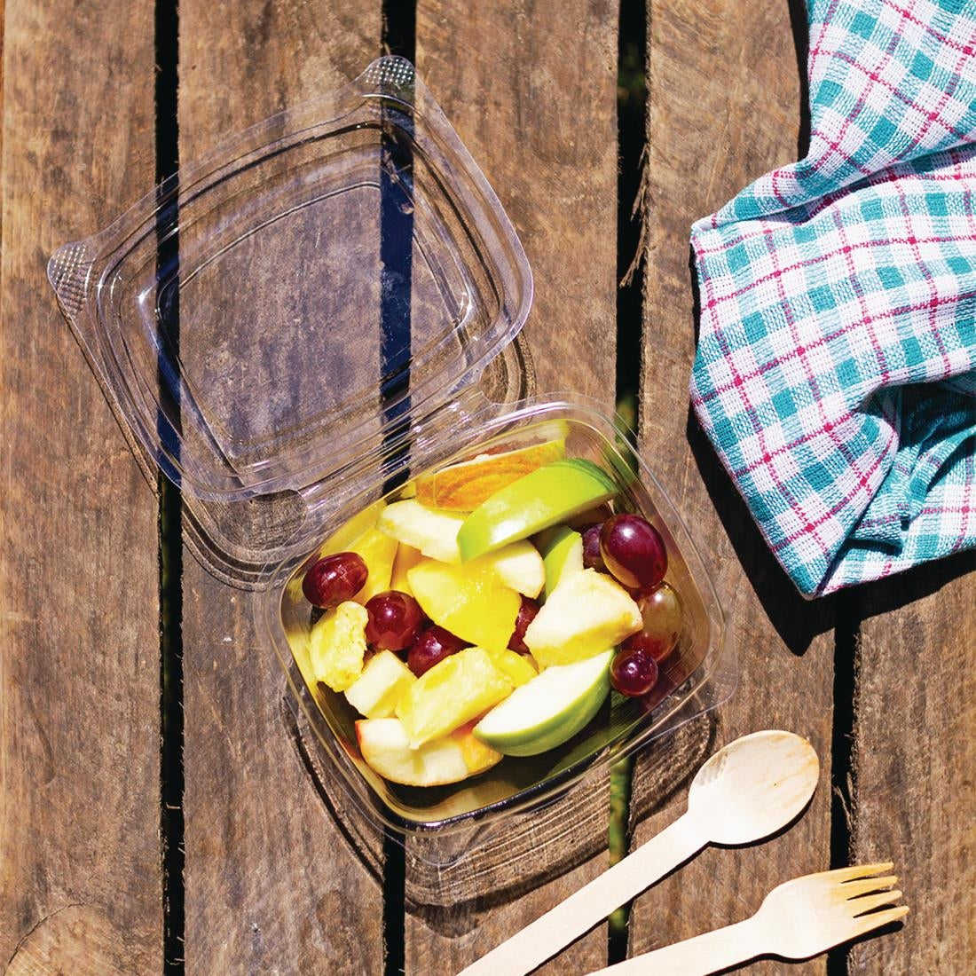 Vegware Compostable PLA Hinged-Lid Deli Containers 473ml / 16oz (300 Pack)