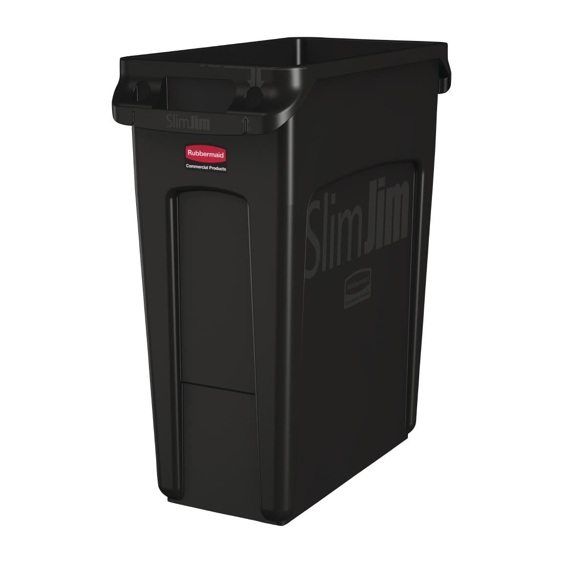 Rubbermaid Slim Jim Bin with Venting Channels Black 60Ltr