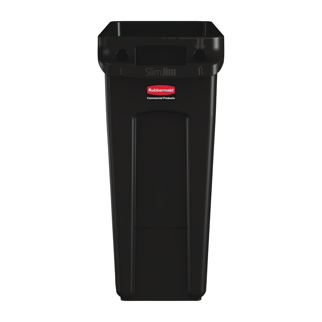 Rubbermaid Slim Jim Bin with Venting Channels Black 60Ltr