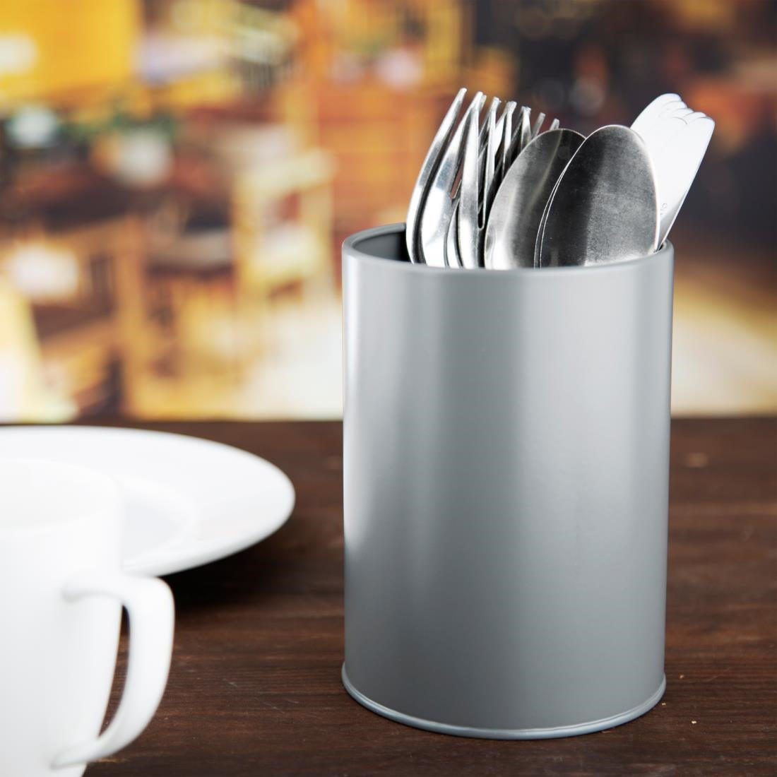 Olympia Galvanised Utensil Tin Grey