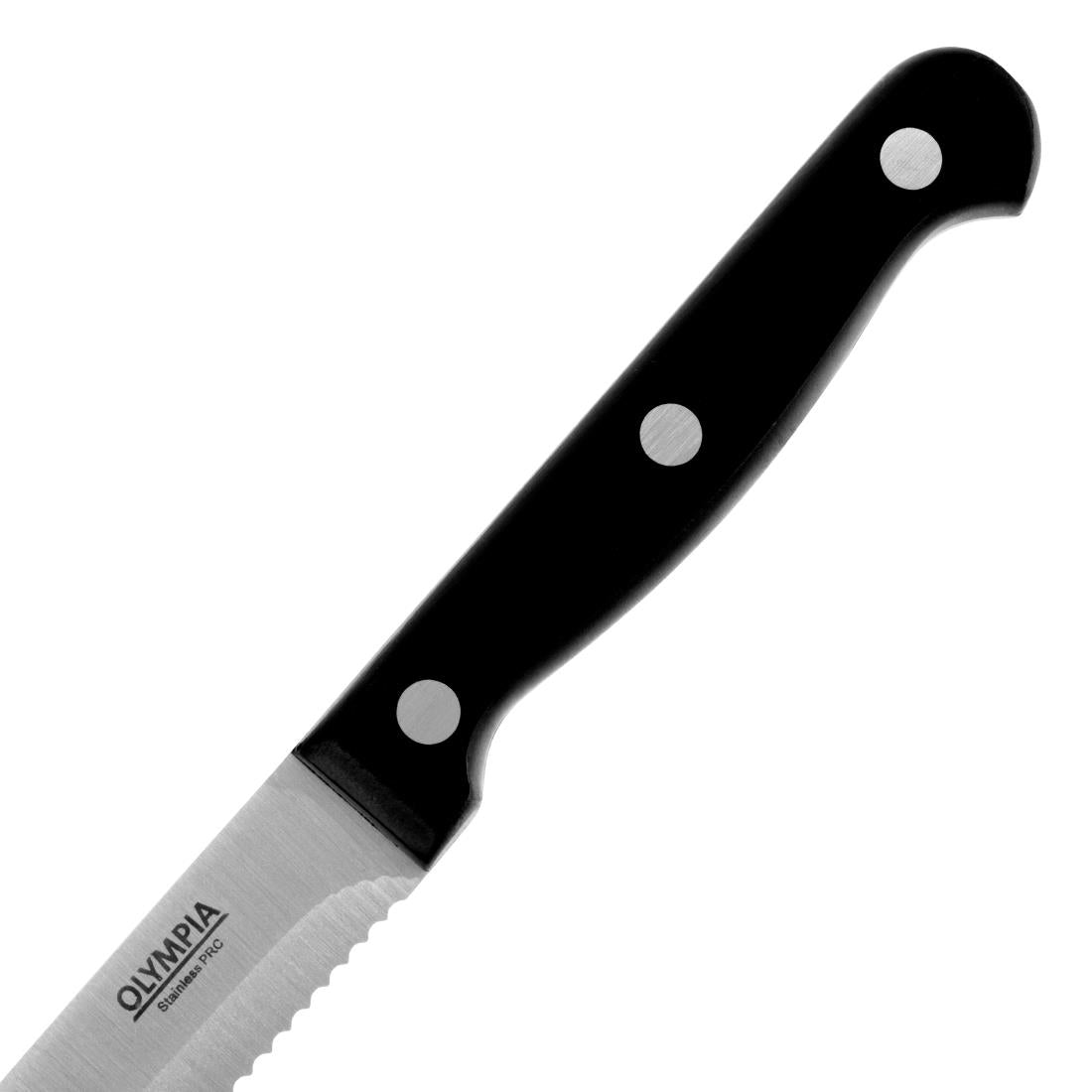 Olympia Taverna Rounded Steak Knives with Black Handles (12 Pack)