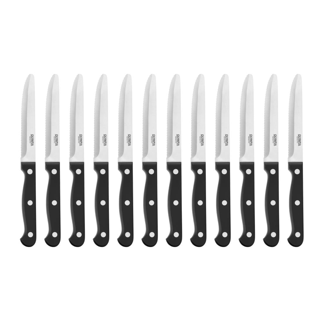 Olympia Taverna Rounded Steak Knives with Black Handles (12 Pack)