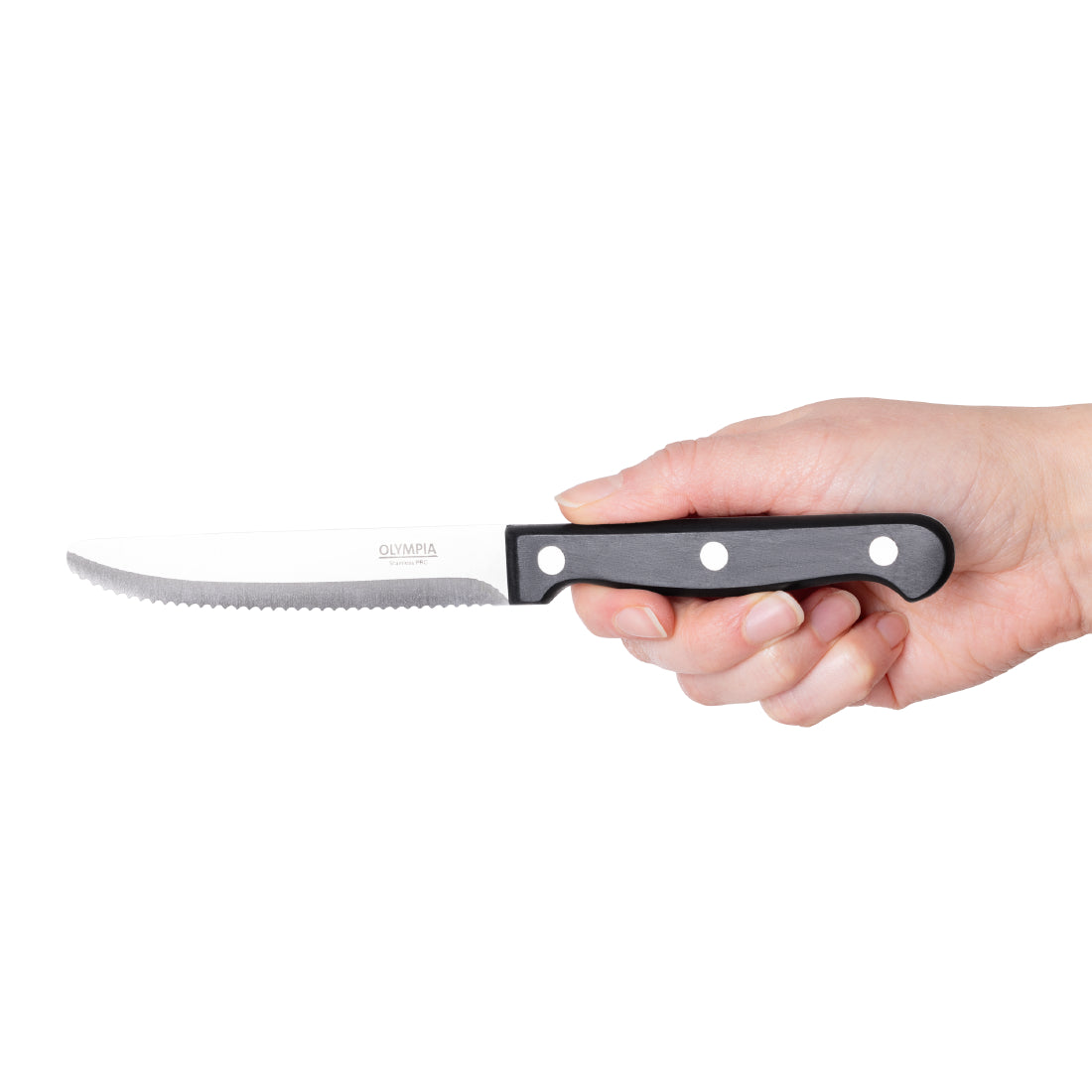 Olympia Taverna Rounded Steak Knives with Black Handles (12 Pack)