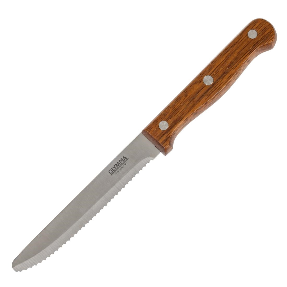 Olympia Rounded Steak Knives with Acacia Wood Handles 110mm (12 Pack)