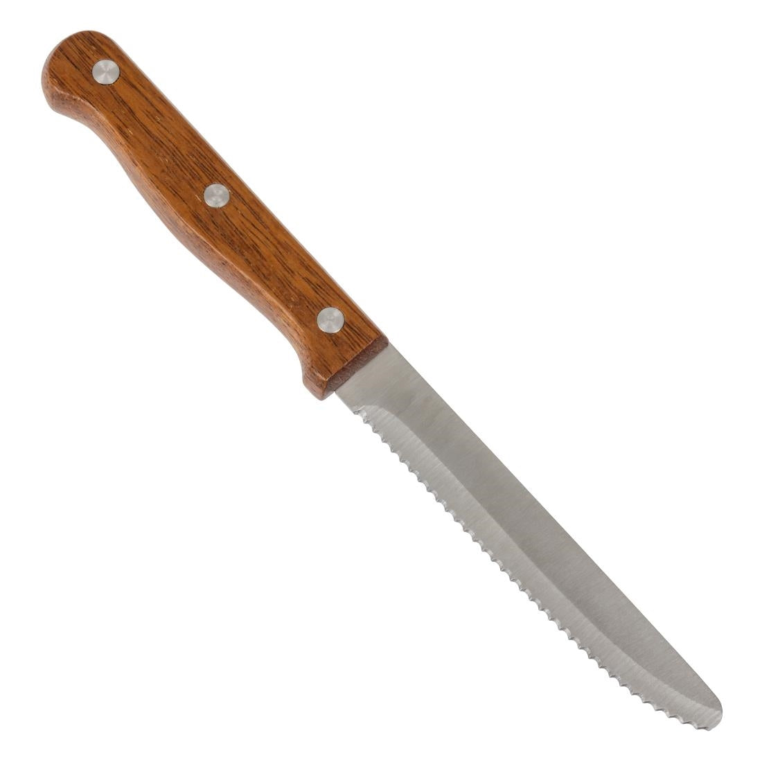 Olympia Rounded Steak Knives with Acacia Wood Handles 110mm (12 Pack)