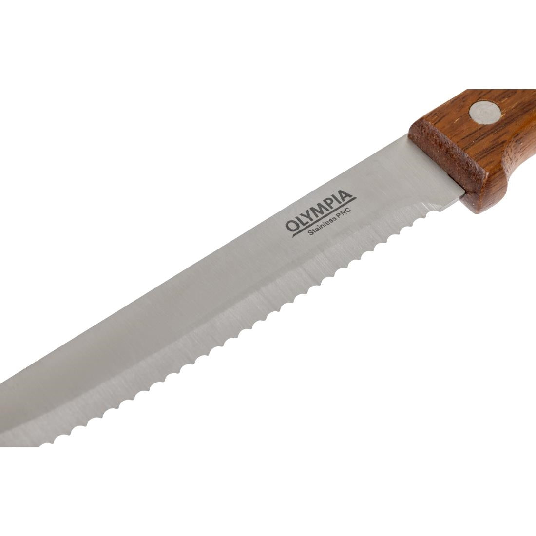 Olympia Rounded Steak Knives with Acacia Wood Handles 110mm (12 Pack)