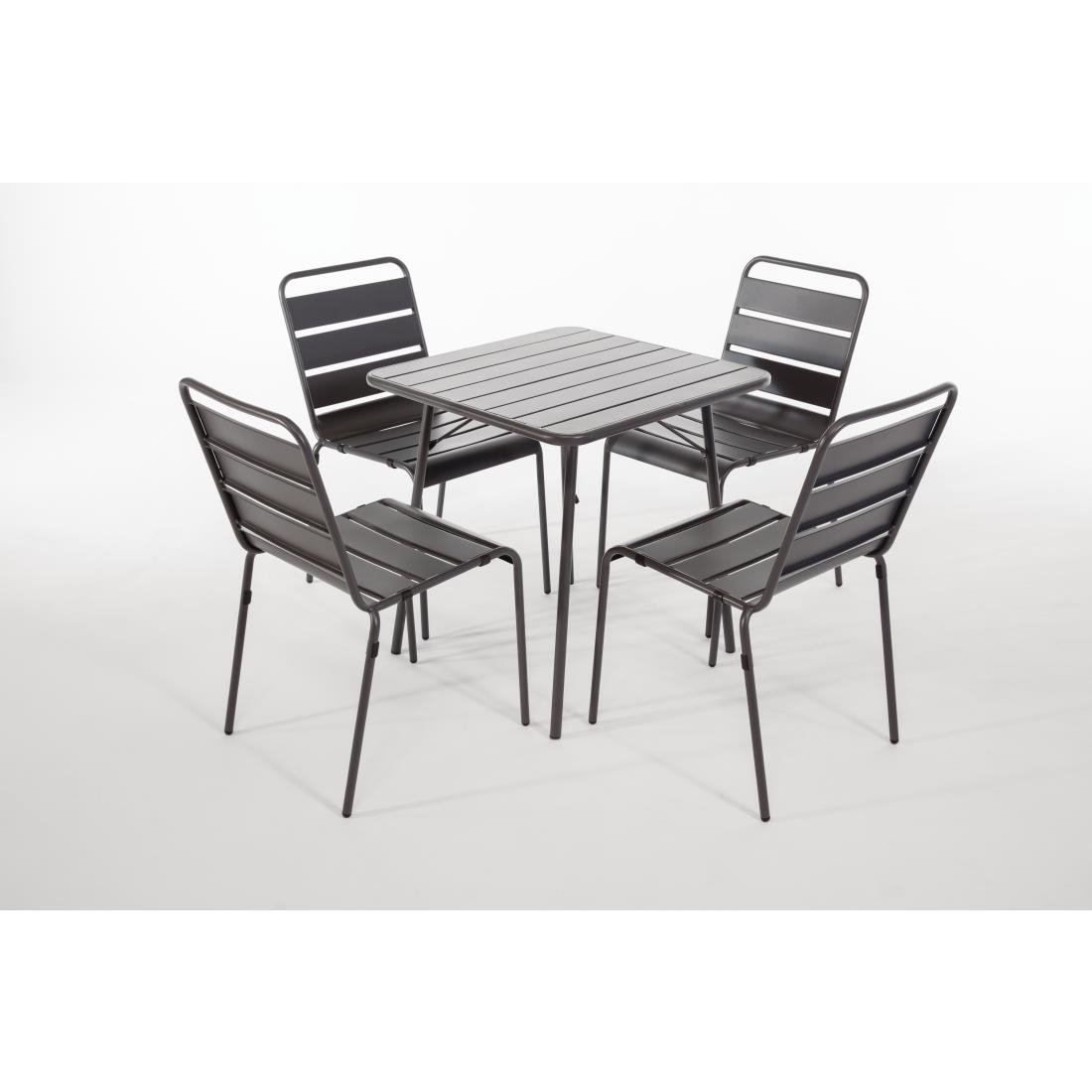 Bolero Amalfi Slatted Steel Side Chairs Grey (4 Pack)