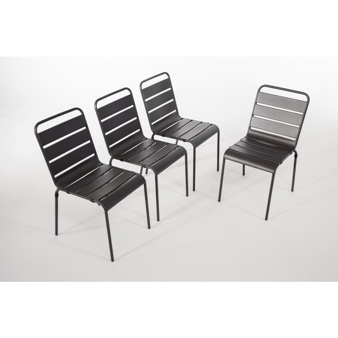 Bolero Amalfi Slatted Steel Side Chairs Grey (4 Pack)