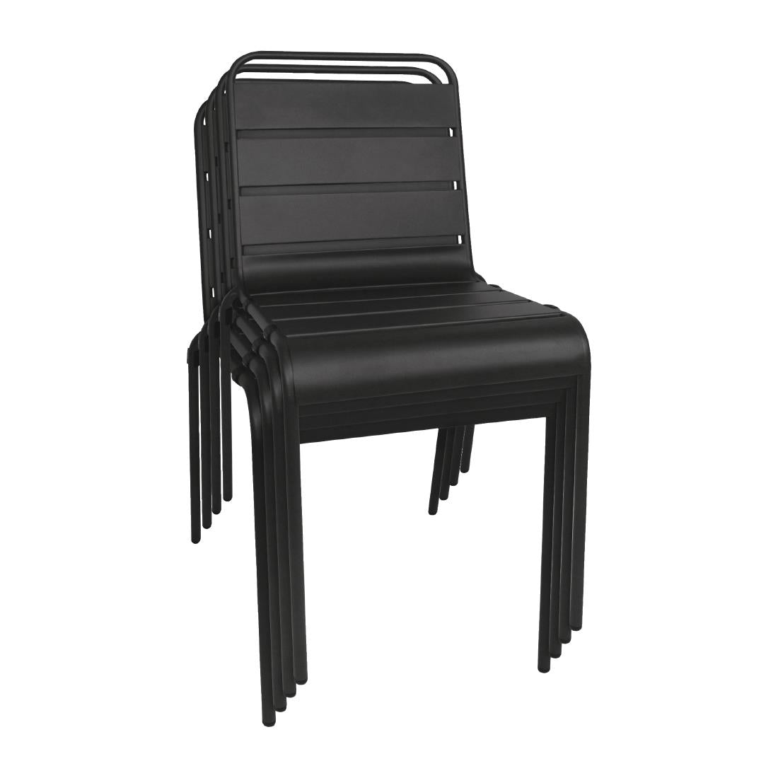 Bolero Amalfi Slatted Steel Side Chairs Black (4 Pack)