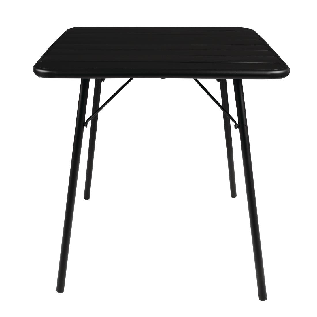 Bolero Amalfi Slatted Square Steel Folding Table Black 700mm