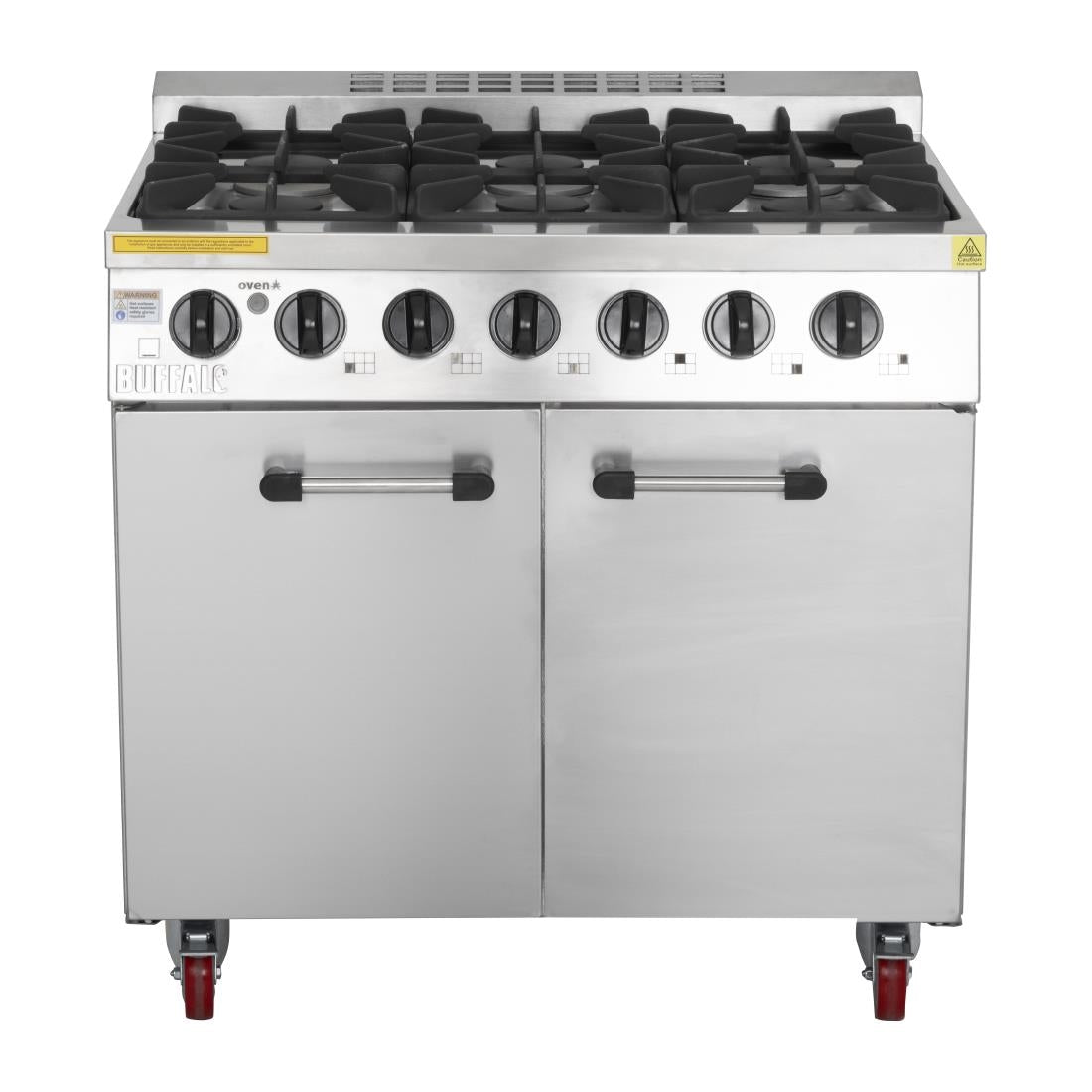 Buffalo 6 Burner Gas Oven Range with Castors