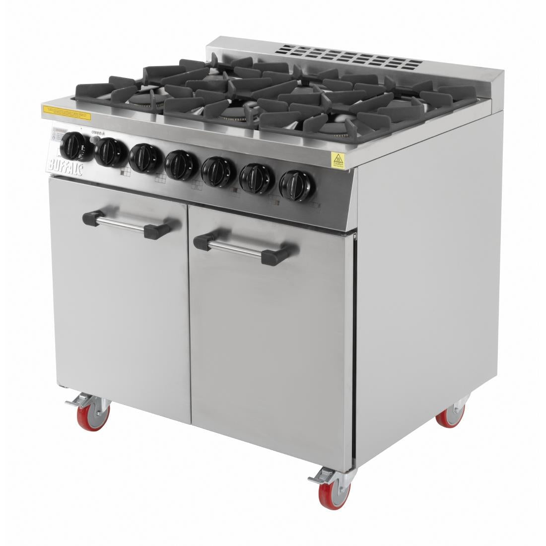 Buffalo 6 Burner Gas Oven Range with Castors