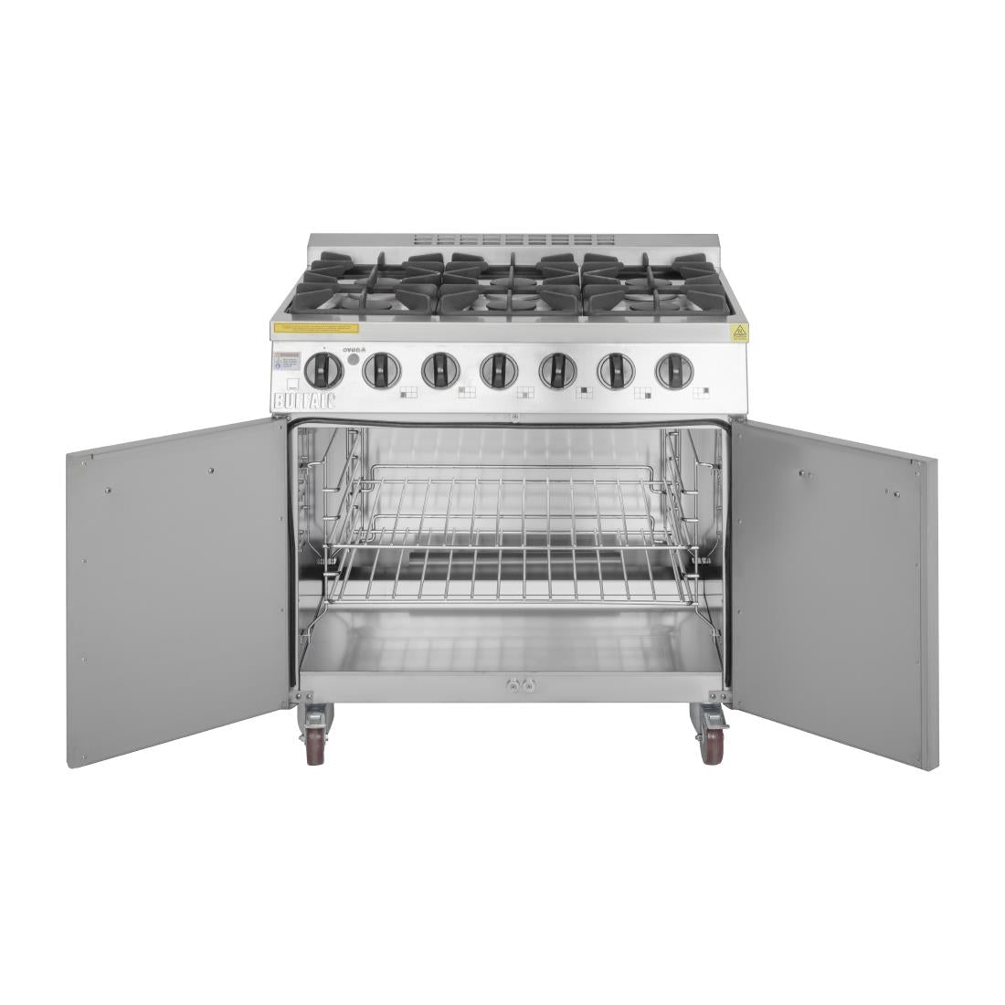 Buffalo 6 Burner Gas Oven Range with Castors