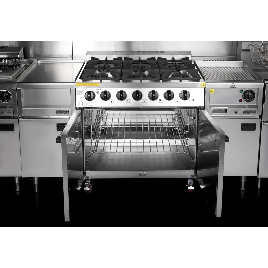 Buffalo 6 Burner Gas Oven Range with Castors
